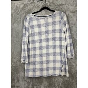 Jill Women's Plaid Long Sleeve Tunic Top with Zipper Detail Size M